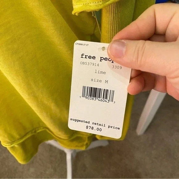 NWT free people lime faux under shirt Blouse long sleeve medium top - Picture 7 of 10